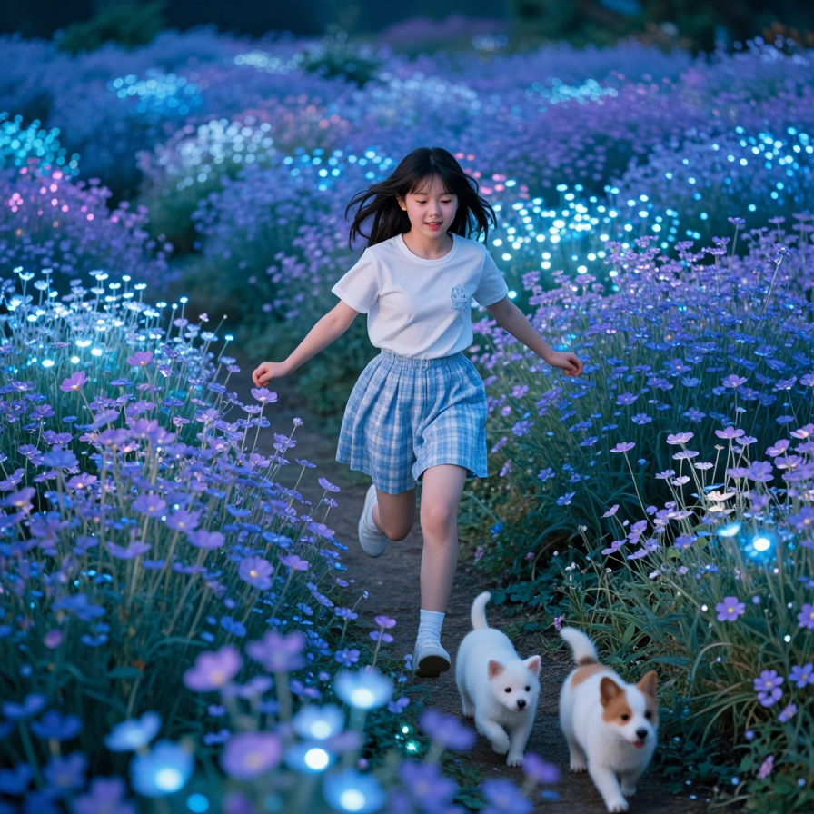 꽃밭을 달리는 작은 발자국
