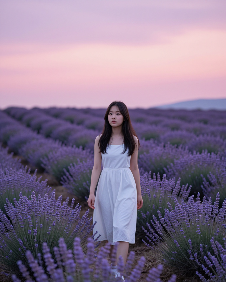 라벤더 들판의 산책자